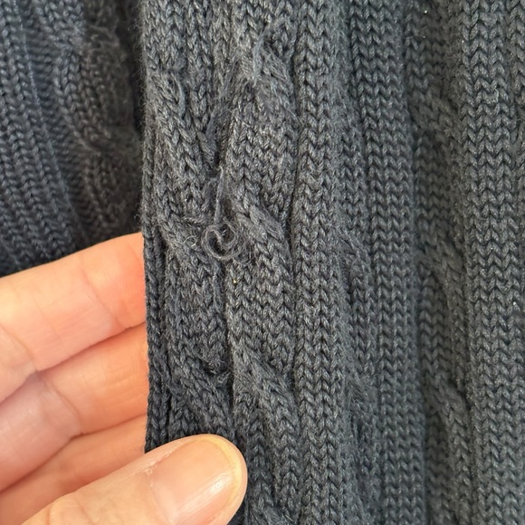 Lauren Ralph Lauren Navy Womens Zip Cardigan Cable Knit Gold Crest Size Medium - Picture 3 of 7